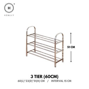 Homlly Tonii Stainless Steel  Shoe Rack (3/4/5/6 Tier)