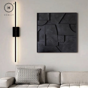 Homlly Black Osloo 3D Textured Framed Abstract Wall Art Painting