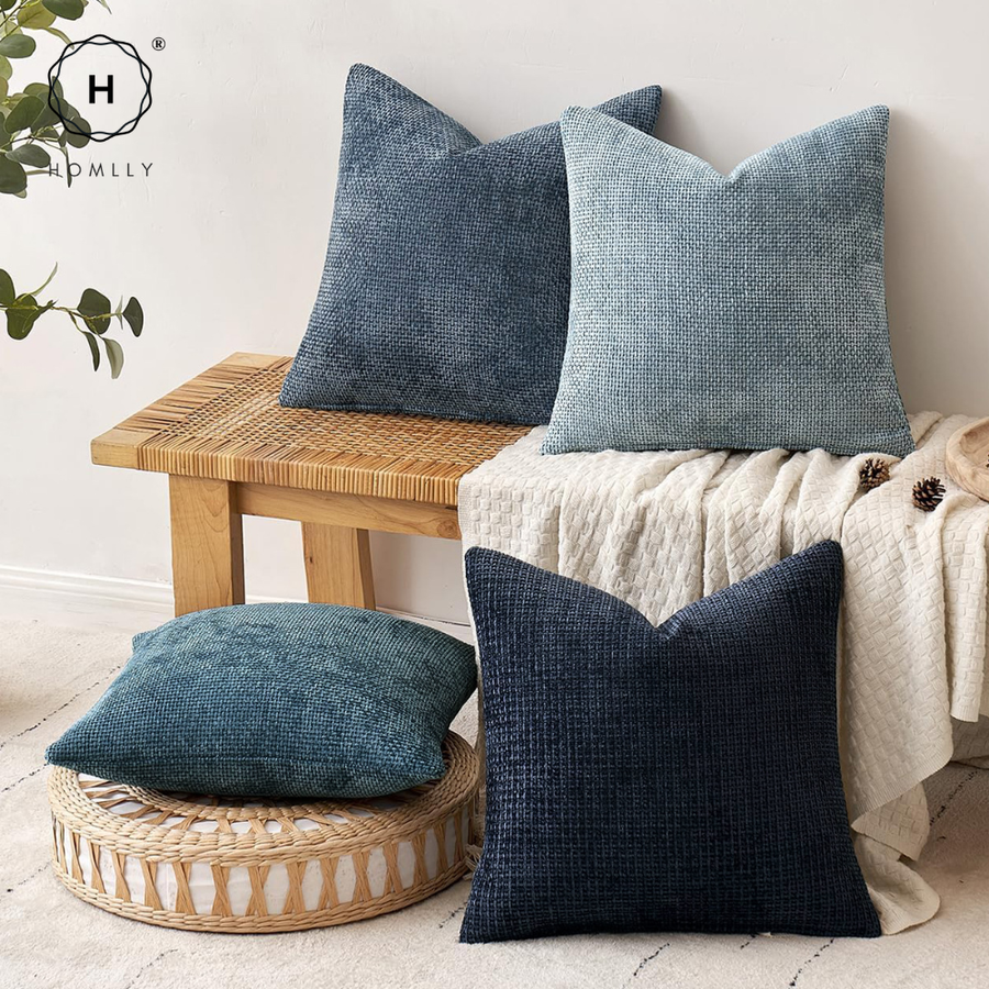 Homlly Sadii Textured Chenille Decorative Pillow Cushion Cover Case (45x45cm)
