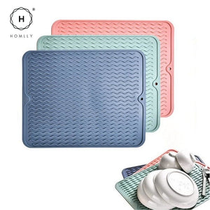 Homlly Kitchen Silicone Dish Drying Mat Heat Resistant Pad Dish Drainer Mats