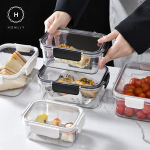 Homlly BPA-Free Air Tight Plastic Food Storage Container with Four-Latch Lid for Lunch, Meal Prep and Leftovers