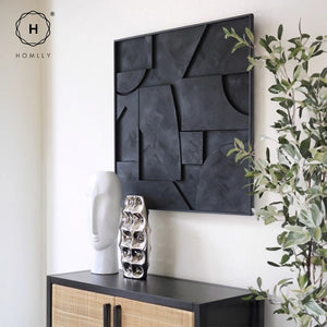 Homlly Black Osloo 3D Textured Framed Abstract Wall Art Painting