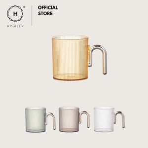 Homlly Lines PP Drinking Cup Mug with Comfortable Handle (400ml)