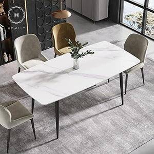 Homlly Otro Modern Dining Sintered Stone Table with Solid Carbon Steel Base Leg