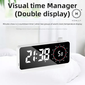 Homlly Mirror LED Digital Alarm Clock Rechargeable Temperature Date Countdown Table Clock Night Mode