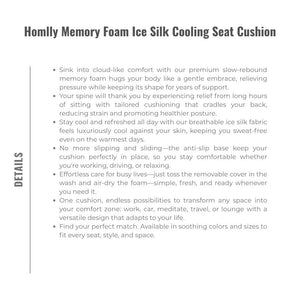 Homlly Memory Foam Ice Silk Cooling Seat Cushion