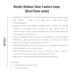 Homlly Outdoor Solar Lantern Lamp (Real Flame mode)