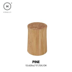 Homlly Round Pine Tree Wood Side Table