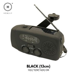 Homlly Emergency Hand Crank Solar AM/ FM Radio with LED Flashlight & 2000mAh Power Bank Phone Charger