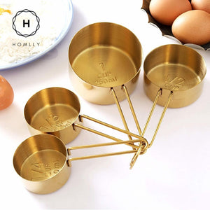 Homlly Gold Measuring Cups and Spoons (Set of 8pcs)