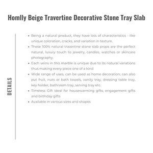 Homlly Beige Travertine Decorative Stone Tray Slab