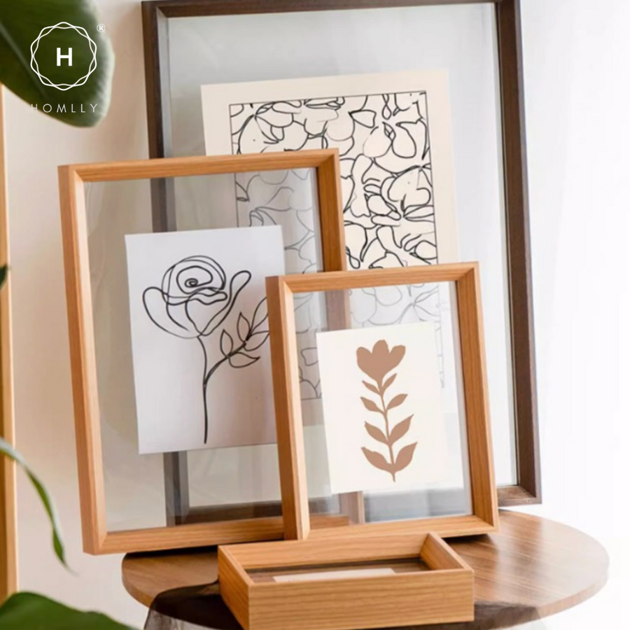 Homlly Double Sided Floating Photo Frame with Transparency Plexiglass