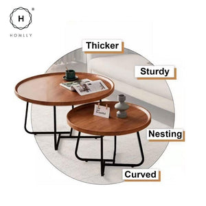 Homlly Round Living Room Sofa Coffee Table
