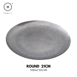 Homlly Tonii Flake Texture 304 Stainless Steel Dinner Salad Soup Plate