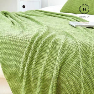 Homlly Ribbed Decorative Pillow Cushion Covers with Bed Runner Throw