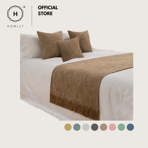 Homlly Weave Decorative Pillow Cushion Covers with Bed Runner Throw