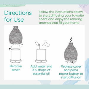 Homlly Rattan Essential Oil Diffuser Humidifier (200ml)