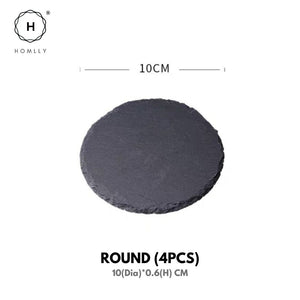 Homlly Slate Stone Drink Coasters (Set of 4pcs)