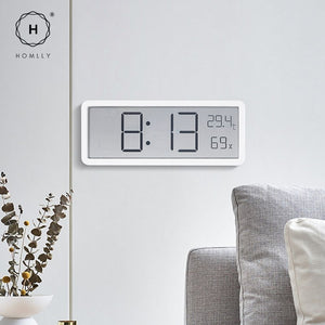 Homlly Smart Digital Alarm Clock with Stand Magnetic Attraction Indoor Temperature Humidity HD Screen Hour Date