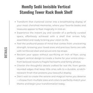 Homlly Sedii Invisible Vertical Standing Tower Rack Book Shelf
