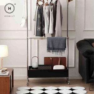 Homlly Unii Hanging Clothes Stainless Steel Rack Cart with Storage on wheels