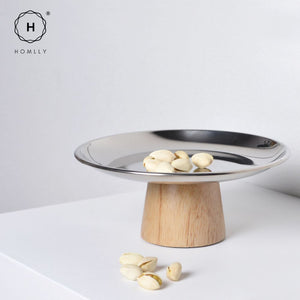 Homlly Round Organiser Centrepiece Display Cake Stand Tray With Wooden Stand