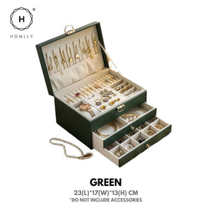 Homlly 3 Layers Jewellery Boxes for Rings, Earrings, Necklaces with Key Lock