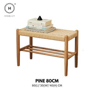 Homlly Ika Entryway Shoe Rack Bench with Rope Weaving Design (Various Length)