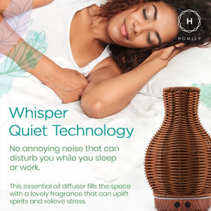 Homlly Rattan Essential Oil Diffuser Humidifier (200ml)