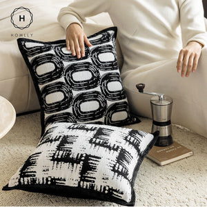 Homlly Monochrome Geotric Decorative Pillow Cushion Cover