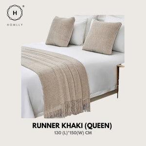 Homlly Ribbed Decorative Pillow Cushion Covers with Bed Runner Throw