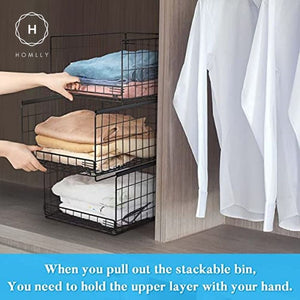 Homlly Sliding Stackable Collaspible Closet Organizers Drawer Storage Shelves Basket