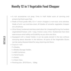 Homlly 12 in 1 Vegetable Food Chopper