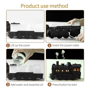 Homlly Steam Train Diffuser Humidifier With Light (300ml）