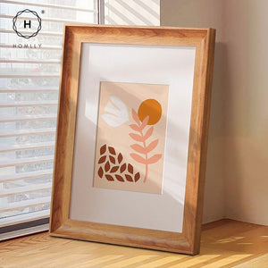 Homlly Curved Teak Walnut Wood Pattern Picture Photo Frame Display