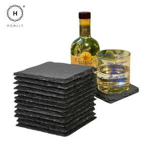 Homlly Slate Stone Drink Coasters (Set of 4pcs)