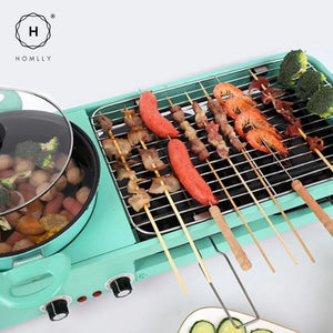 Homlly 2 in 1 Korean Electric Barbecue Pan Grill Hot Pot