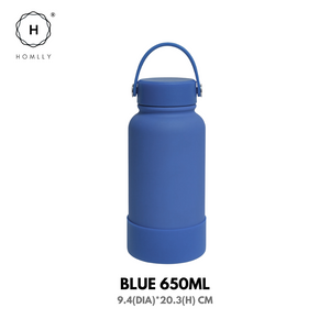 Homlly Ella Wide Mouth insulated water bottle with leakproof cap and bucket handle