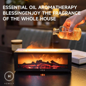 Homlly 3D Flame Fireplace Essential Oil Diffuser with Remote Control (150ml)