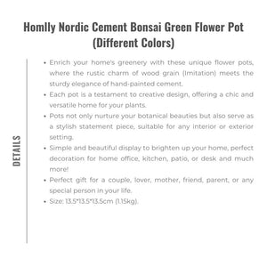 Homlly Nordic Cement Bonsai Green Flower Pot (Different Colors)