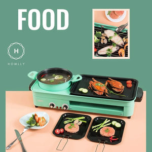 Homlly 2 in 1 Korean Electric Barbecue Pan Grill Hot Pot