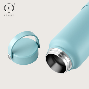 Homlly Ella Wide Mouth insulated water bottle with leakproof cap and bucket handle