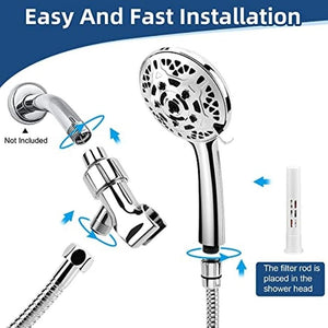 Homlly 10 Spray Modes High Pressure Handheld Shower Head with Filter, Hose & Bracket