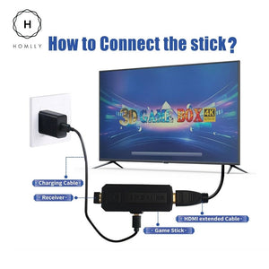 Homlly 4K Full HD 30,000+ /40,000+ / 58,000+ Retro Video Game Console Stick with 2 Wireless Controller