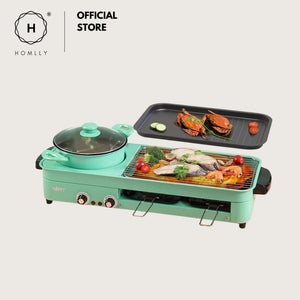 Homlly 2 in 1 Korean Electric Barbecue Pan Grill Hot Pot