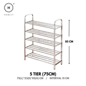 Homlly Tonii Stainless Steel  Shoe Rack (3/4/5/6 Tier)