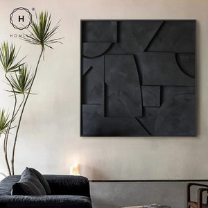 Homlly Black Osloo 3D Textured Framed Abstract Wall Art Painting
