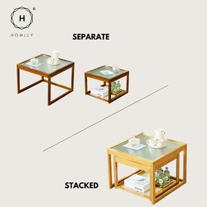Homlly ika Nesting Living Room Coffee Side Table (Expandable)