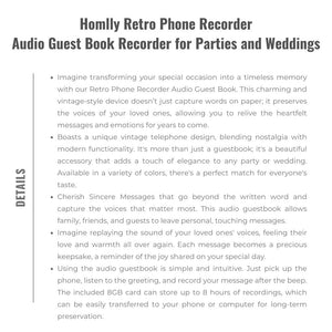 Homlly Retro Phone Recorder: Audio Guest Book Recorder for Parties and Weddings