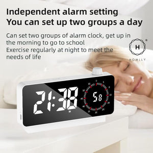 Homlly Mirror LED Digital Alarm Clock Rechargeable Temperature Date Countdown Table Clock Night Mode